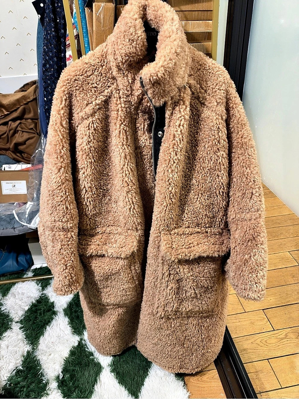Diesel Oversized Teddy Coat in Brown Brand New